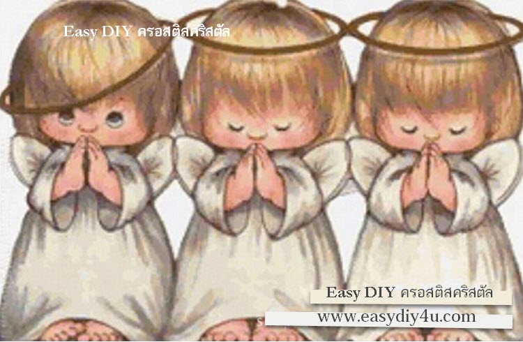 อุปกรณ์งานฝีมือ DIY ครอสติสคริสตัลรูปนางฟ้าตัวน้อยสามองค์