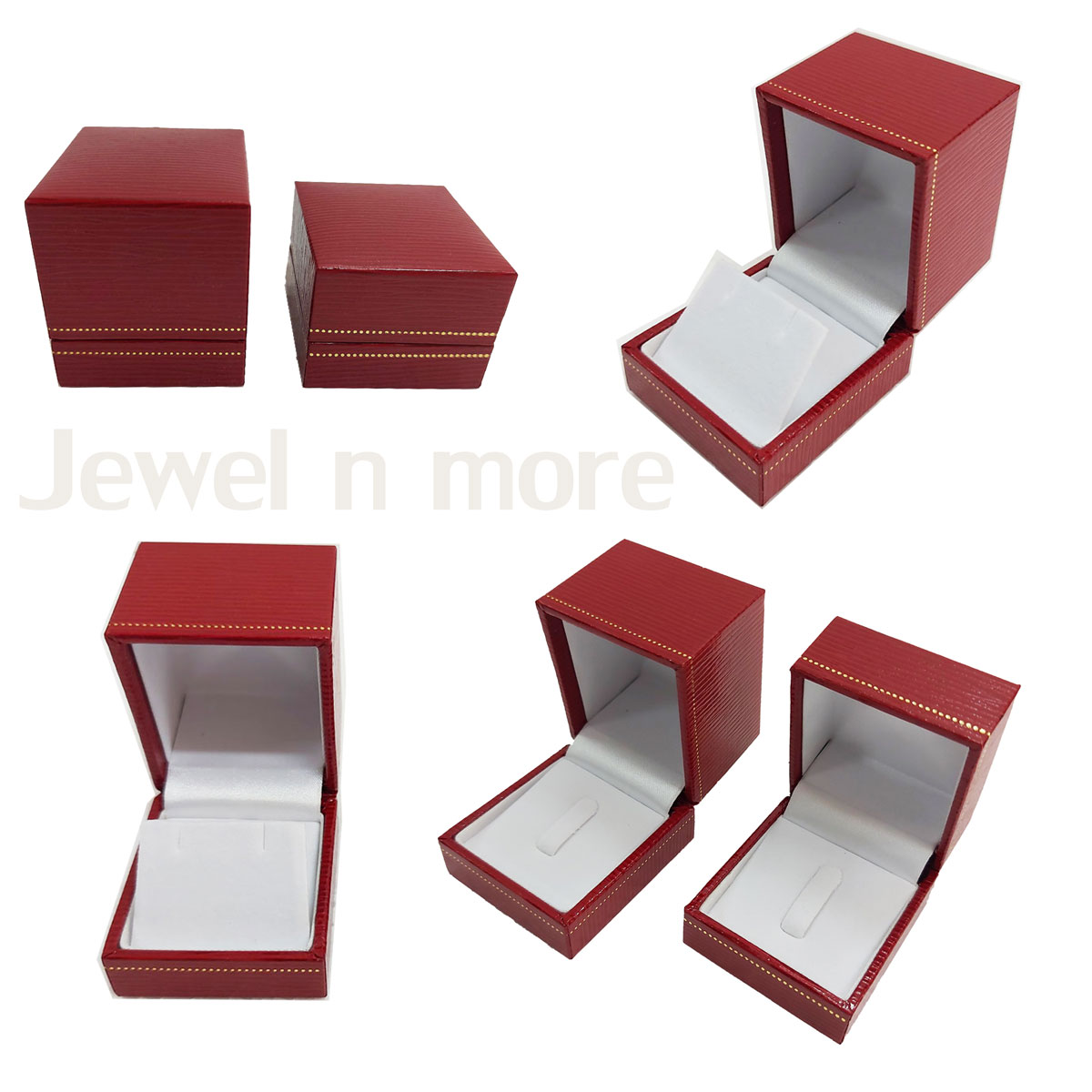 กล่องแหวนหรือต่างหู 2 in 1 สีแดง ด้านในขาว (โหล)