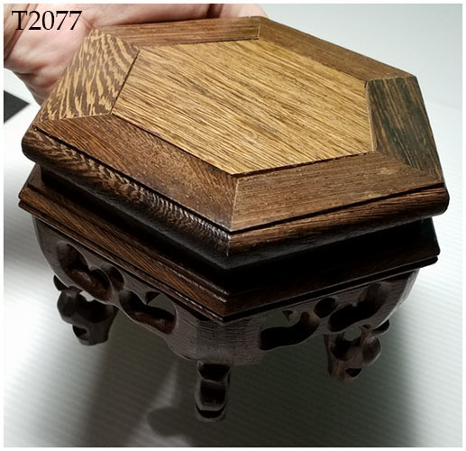 ฐานหรือกี๋ไม้ศิลปะจีน-หกเหลี่ยม 12cm