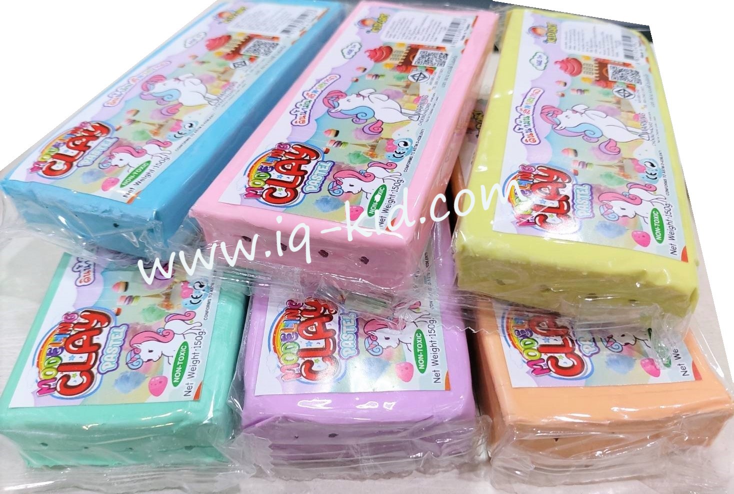 ดินน้ำมันปลอดสารพิษ-สูตรนิ่มสี Pastel 150กรัม Kid Art (Modelling Clay- Single Bar 150 g)