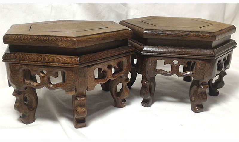 ฐานหรือกี๋ไม้ศิลปะจีน-หกเหลี่ยม 12cm