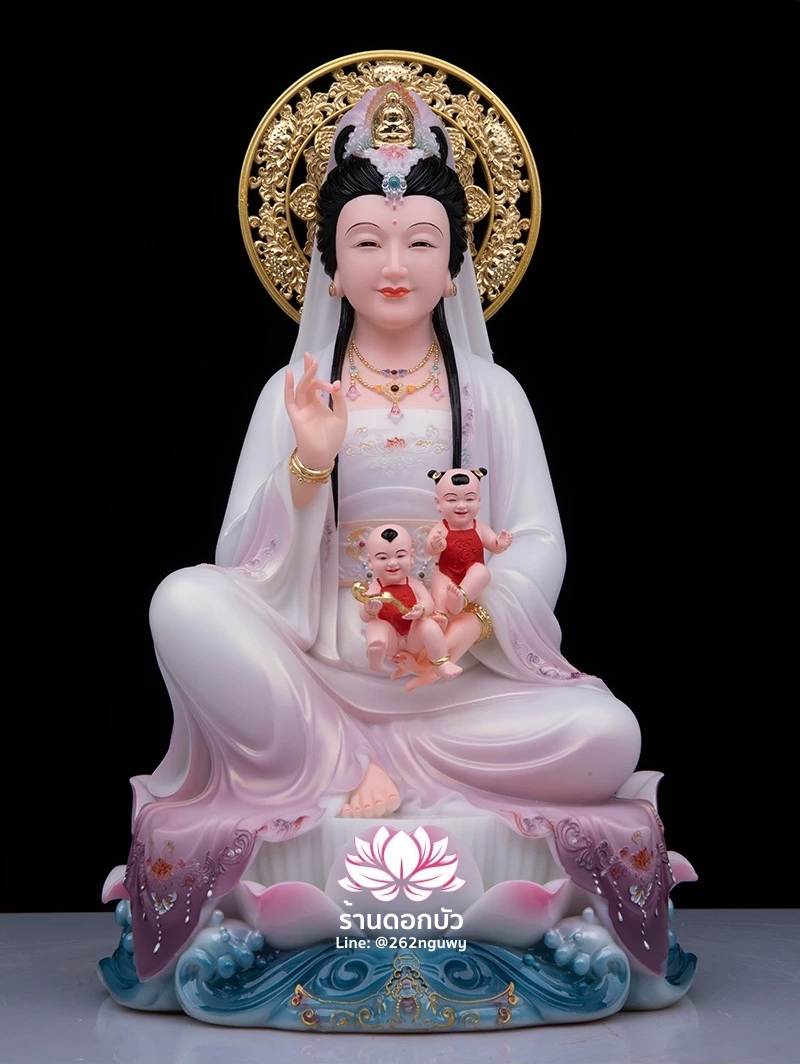 พระโพธิสัตว์กวนอิมปางประทานบุตร พระแม่กวนอิมประทานบุตร งานหินอ่อนคุณภาพสูง ขนาด 12/16/19/26/36 นิ้ว