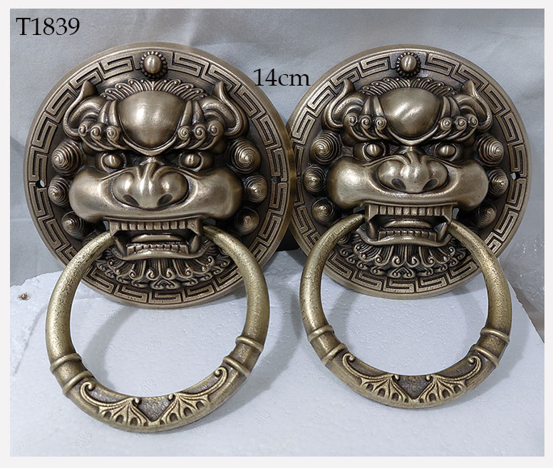 (คู่)มือเคาะ มือดึงประตู หน้าสิงห์ 14cm (ห่วงมีลาย)