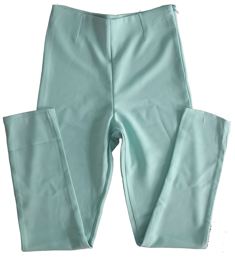 กางเกงขาเดฟเอวสูง ผ้าฮานาโกะ สีเขียวมิ้น Size S M L XL