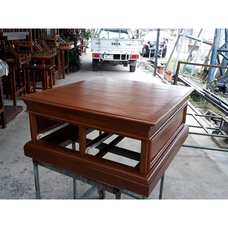 โต๊ะหมู่บูชาไม้สักทองเเท่น5ขนาด85x90x90ซม.สวยจริงไม่จกตา