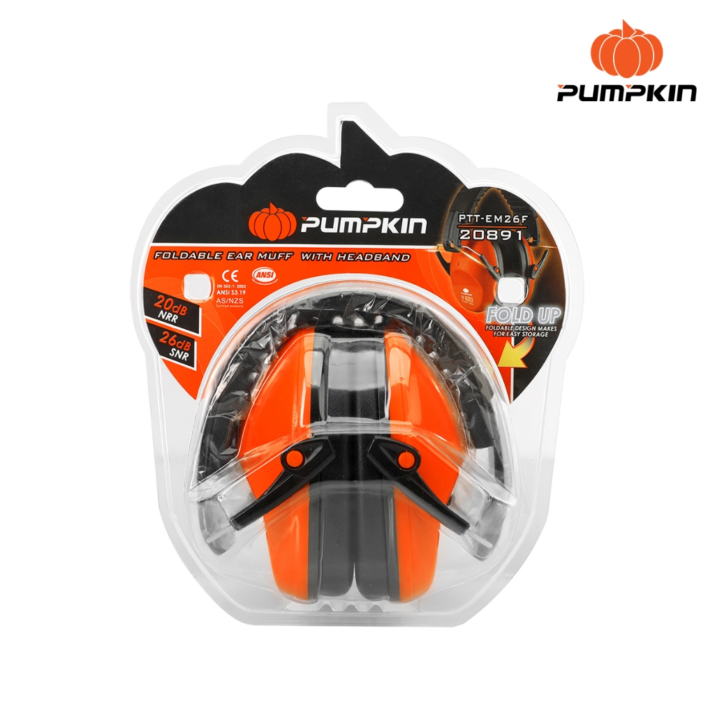 20891 Pumpkin ที่ครอบหูลดเสียง พับเก็บได้ รุ่น PTT-EM26F Ear Muff ค่าการลดเสียง 26dB หูฟัง ลดเสียง