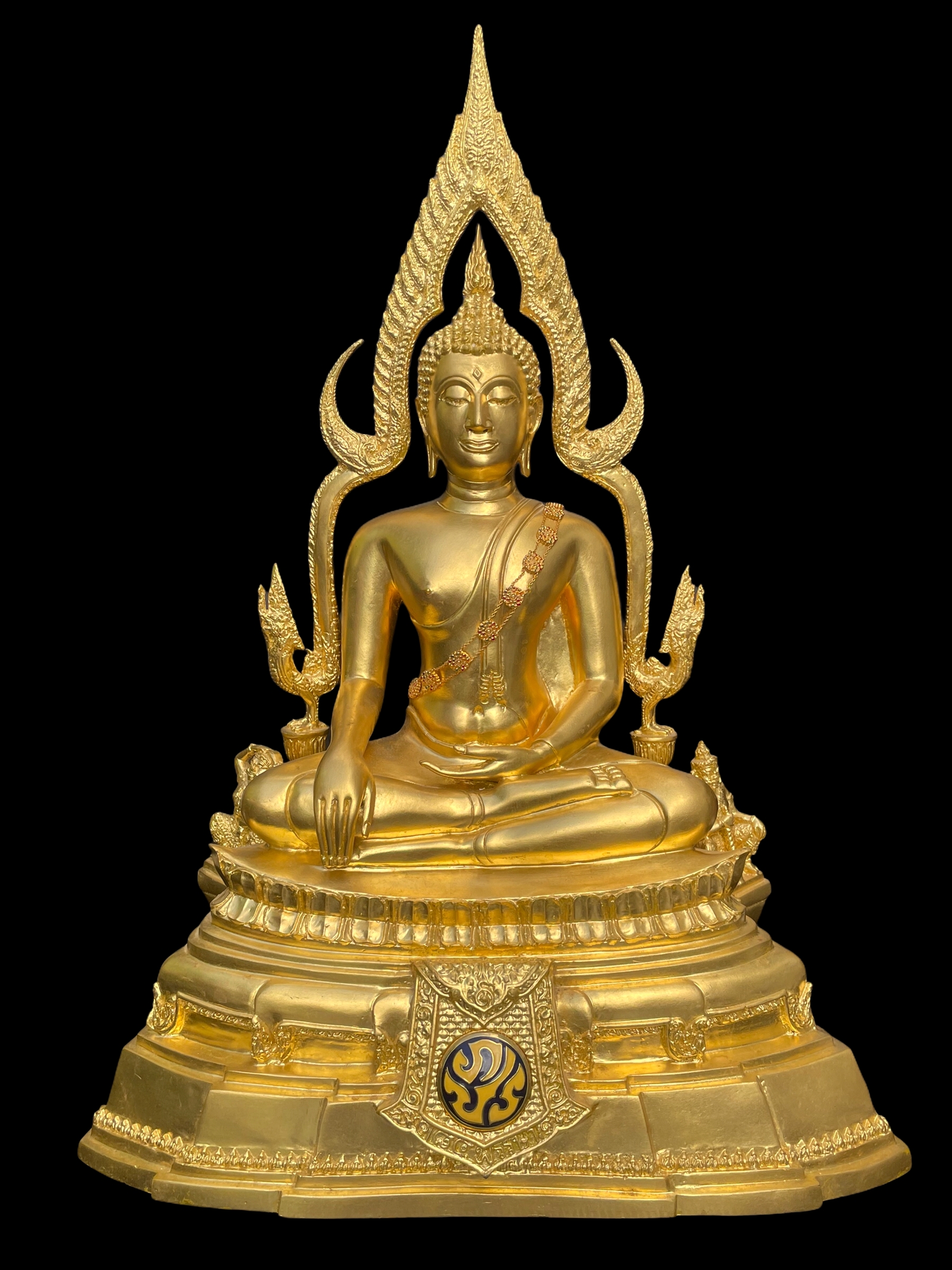 พระพุทธชินราช(จำลอง)ภปร. 84พรรษา เนื้อโลหะ ลงรักปิดทอง 100% ขนาดหน้าตัก 9 นิ้ว(ใต้ฐานบรรจุพระพุทธชินราชเนื้อผงพระราชทานมวลสาร จิตรลดาและเส้นพระเจ้า(เส้นผม))