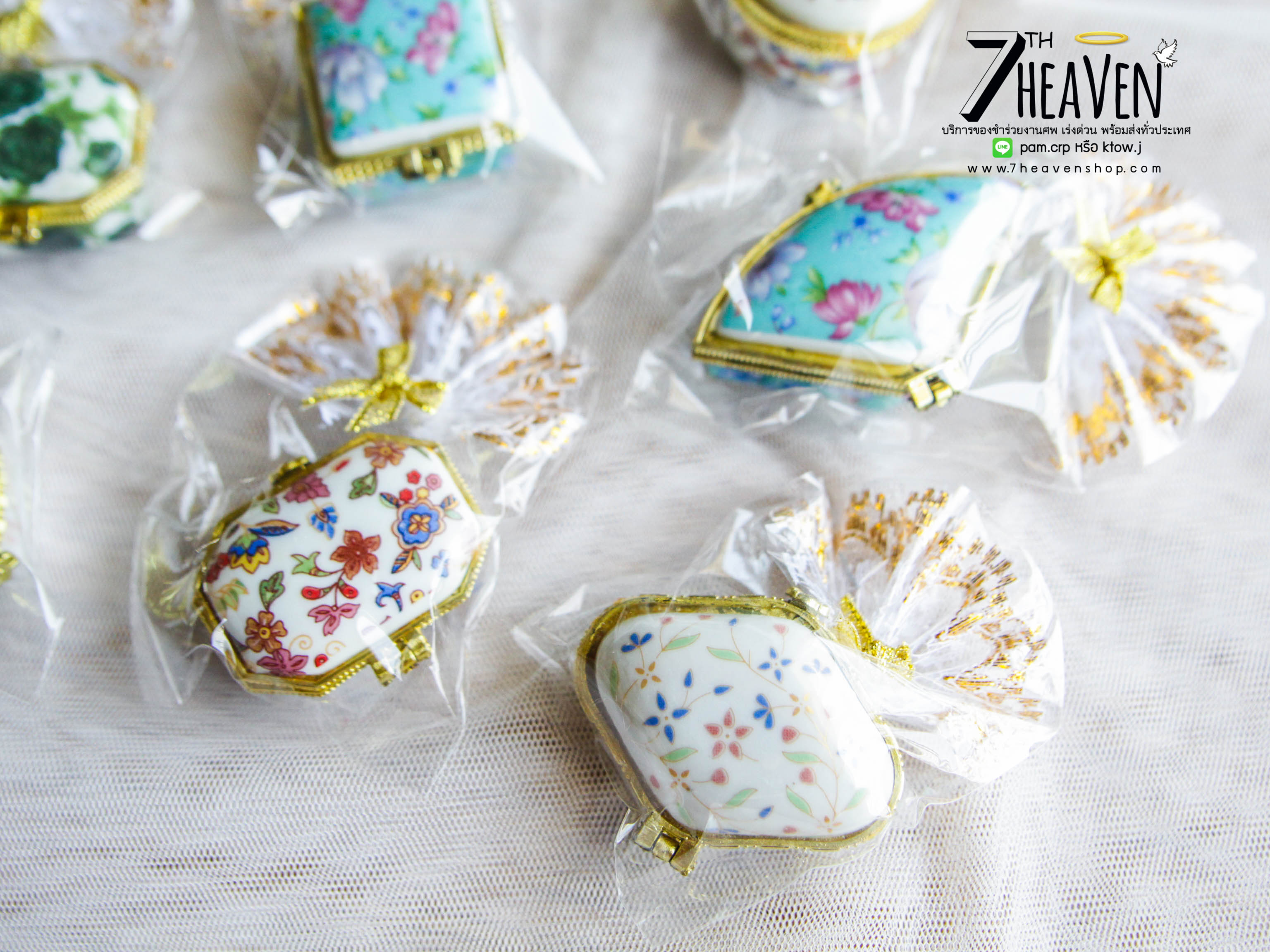 ของชำร่วยงานศพ ตลับใส่ของ ตลับหลุยส์เล็ก ขอบทอง