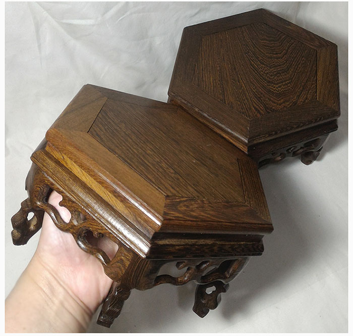 ฐานหรือกี๋ไม้จีน-หกเหลี่ยม 17cm