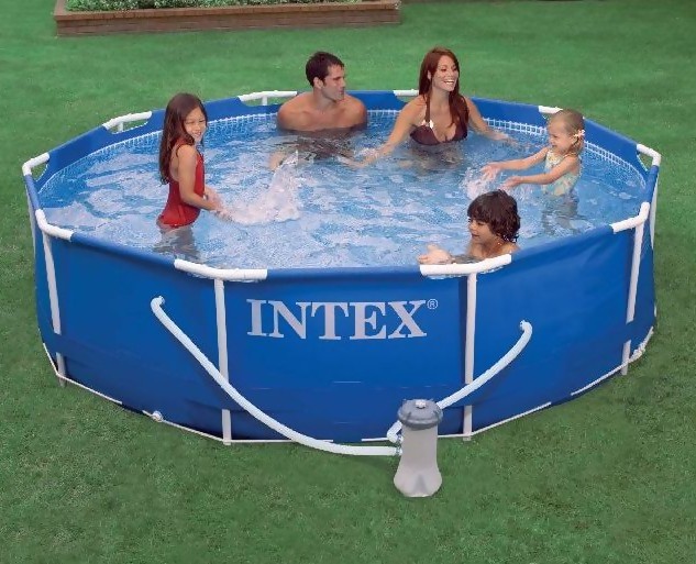 Intex 28200 สระขาตั้งกลม 10 ฟุต รุ่น Metal Frame สีน้ำเงิน