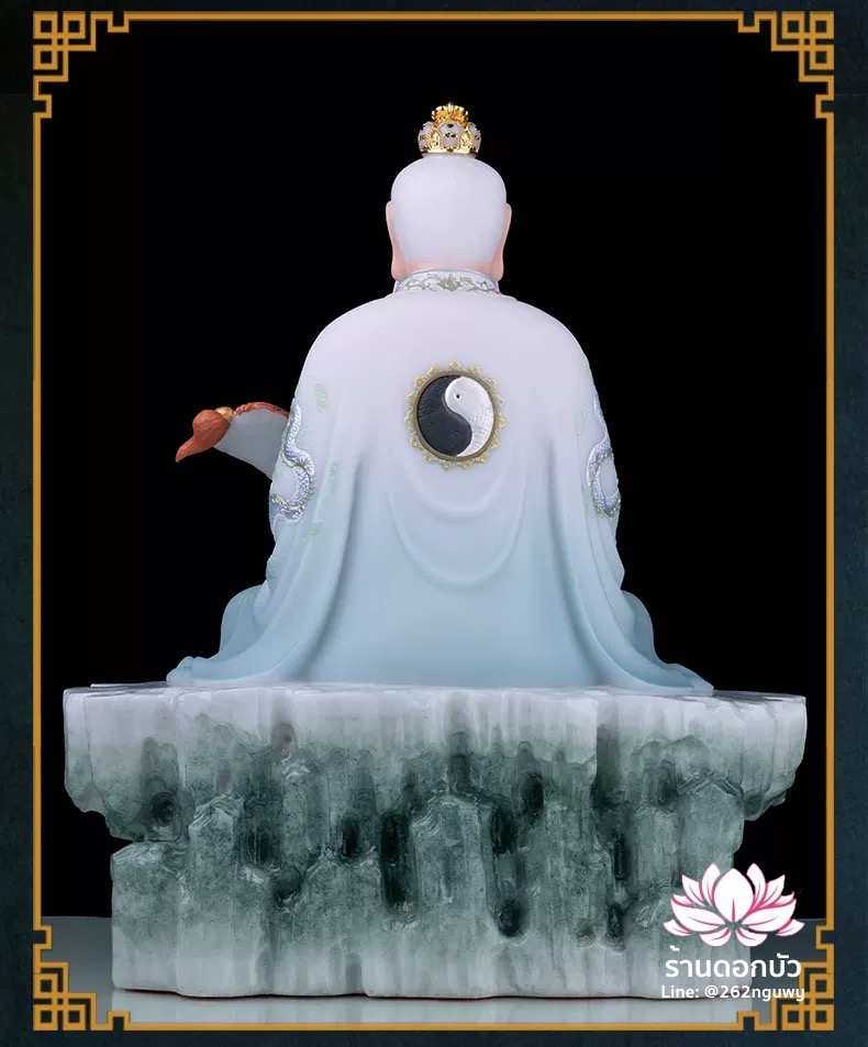 ไท่เสียงเหล่ากุง ไท่ส่องโล้กุ๊น ไท้ซังเหล่าจวิน หรือเล่าจื้อ ปางประทับนั่งบัลลังก์ งานหินอ่อนคุณภาพสูง ขนาด 12/16/19/26 นิ้ว