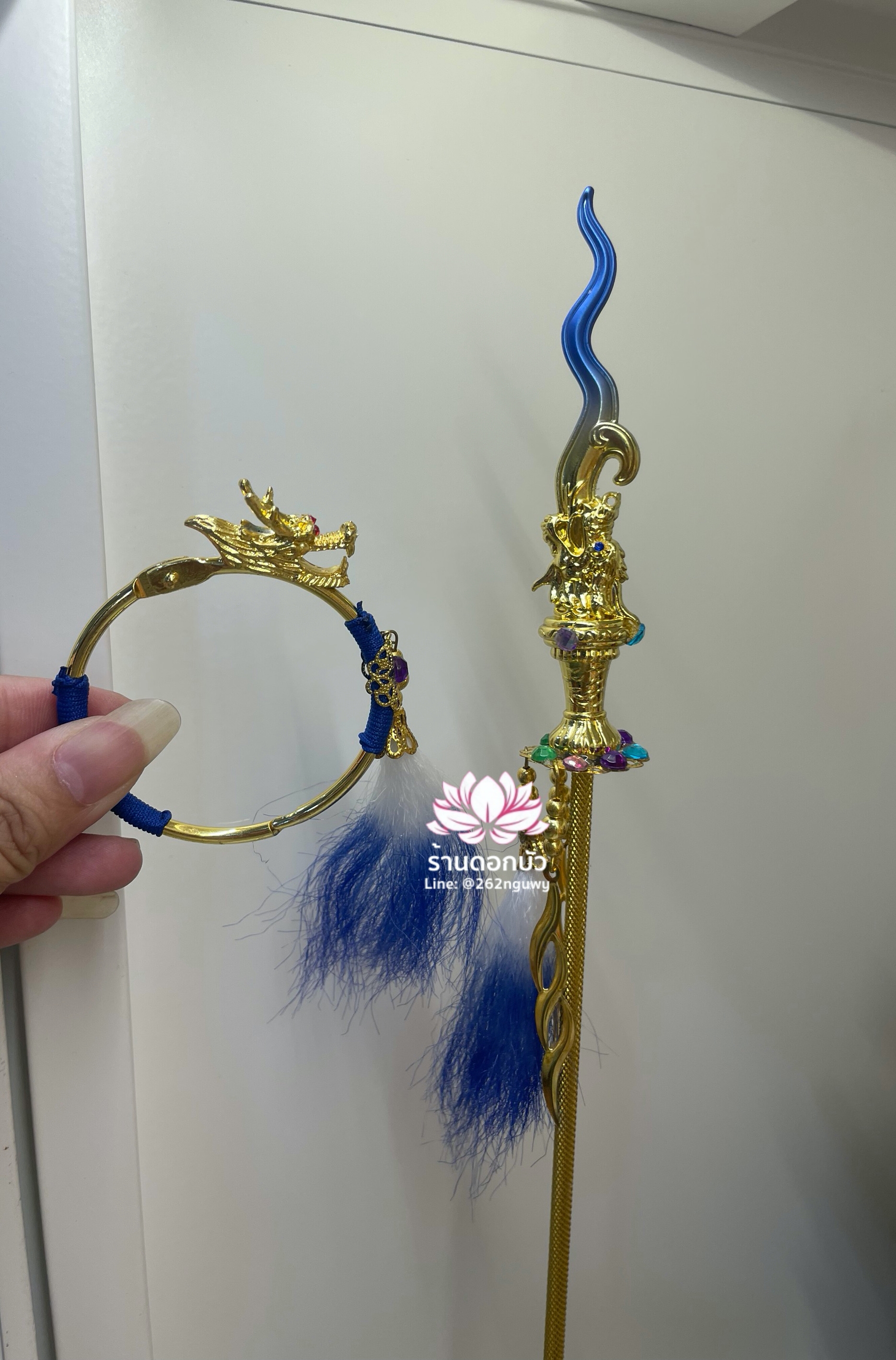 ทวนพร้อมห่วงนาจา สำหรับองค์พระกิมซิ้น อาวุธเทพเจ้านาจา หลี่โล่เฉี้ย จงตั๋นหง่วนโส่ย งานไต้หวันคุณภาพสูง