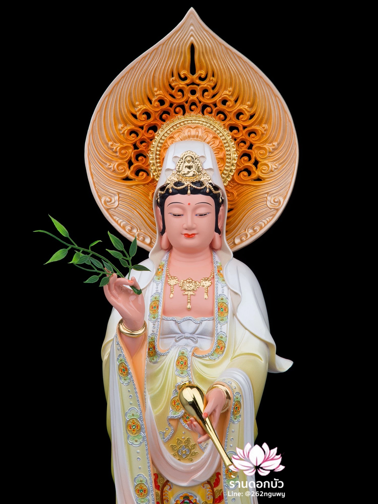 พระพุทธเจ้า (พระยูไล) พระโพธิสัตว์กวนอิม (กวนอิมผ่อสัก) พระมหาสถามปราปต์โพธิสัตว์ (ไต่ซีจี่ผ่อสัก) ปางยืนบนดอกบัว ขนาด 12/16/19/26/36 นิ้ว