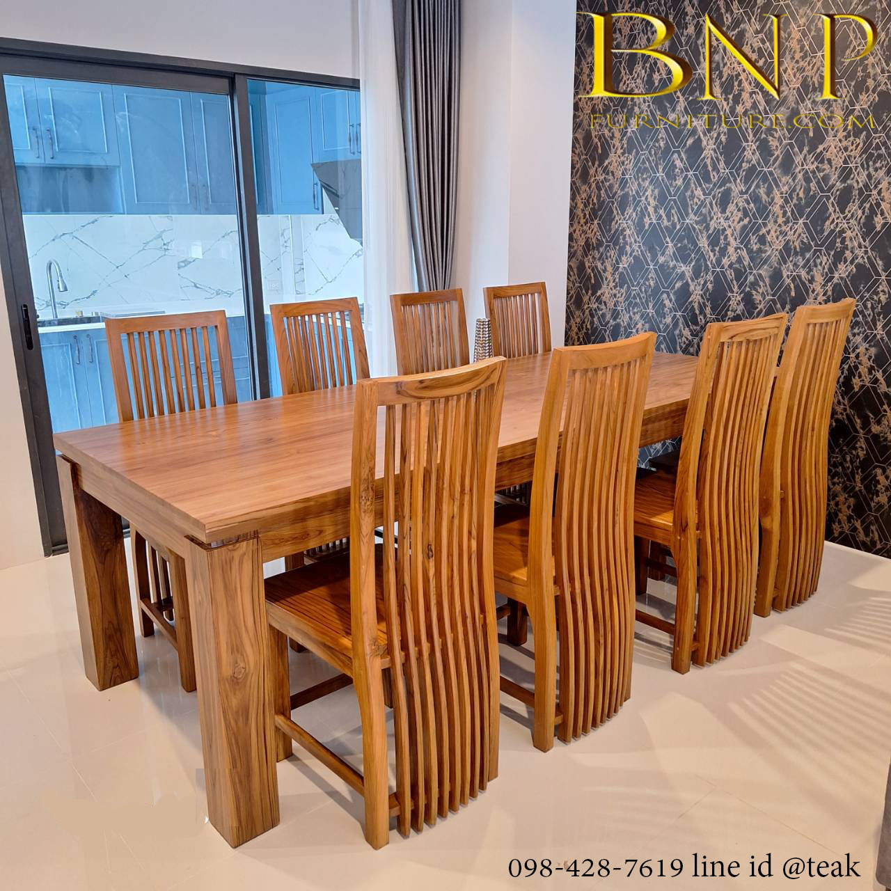 ชุดโต๊ะทานข้าว ยาว 2.5 เมตร + เก้าอี้ 8 ตัว