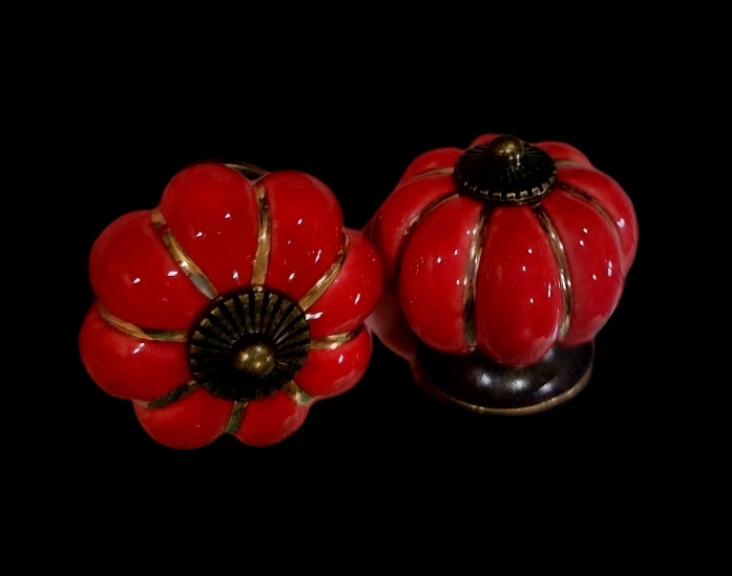 (คู่)ปุ่มจับ มือจับเซรามิกรูปทรงฟักทอง 4cm