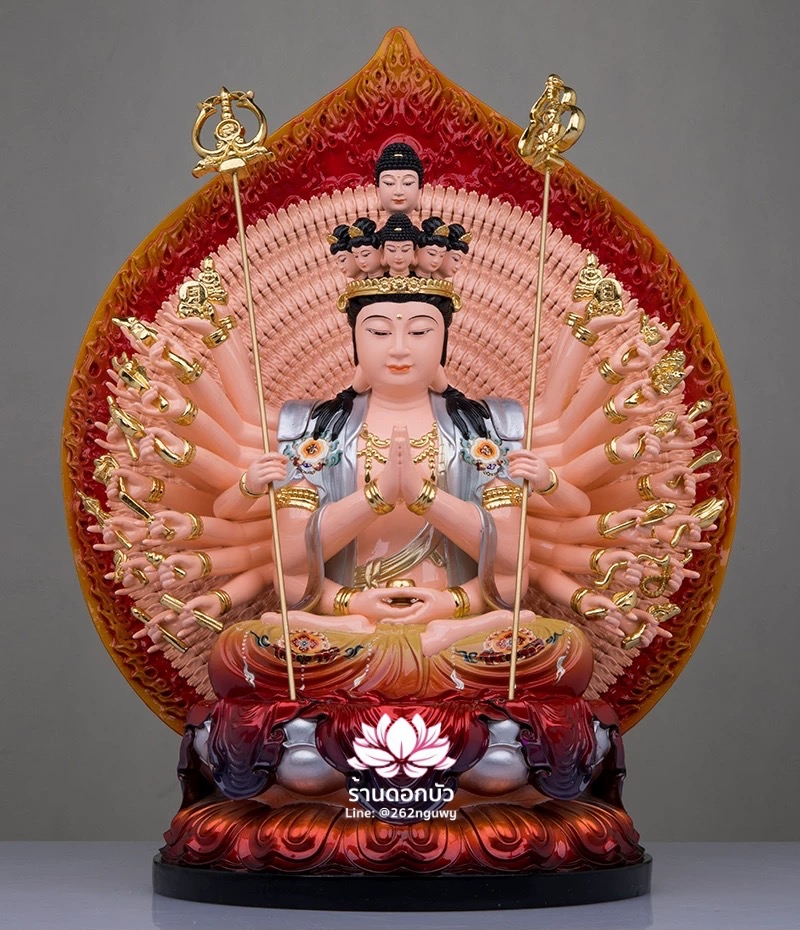 องค์พระโพธิสัตว์กวนอิมพันกร พระแม่กวนอิมพันมือ งานเรซิ่นคุณภาพสูง ขนาด 12/16/19/26 นิ้ว สีเมทัลลิค
