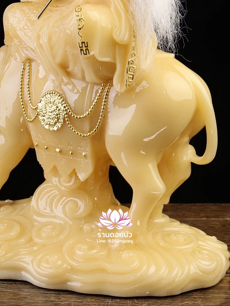ไท่เสียงเหล่ากุง ไท่ส่องโล้กุ๊น ไท้ซังเหล่าจวิน หรือเล่าจื้อ ปางประทับนั่งขี่วัว งานหินอ่อนคุณภาพสูง ขนาด 16/19/26 นิ้ว