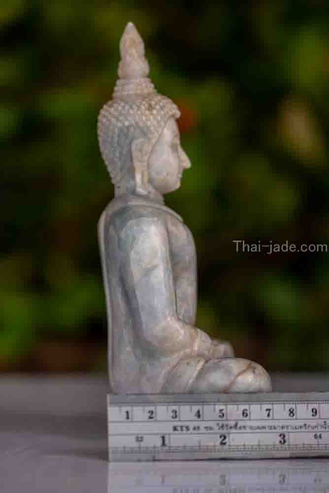พระปางสมาธิ หินหยกพม่า ขนาด5นิ้ว พระแกะสลักหิน งานศิลปะ มีฝีมือ