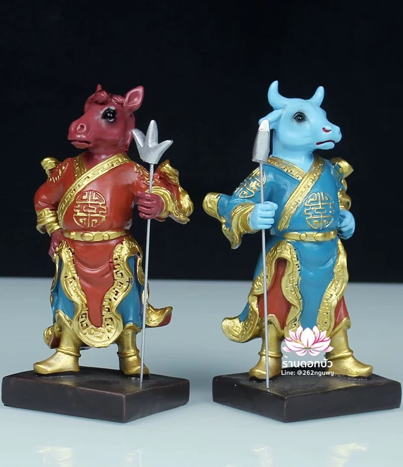 ยมบาลหัววัวหัวม้า ยมทูตหัววัวหน้าม้า งานเรซิ่น ขนาด 4 นิ้ว