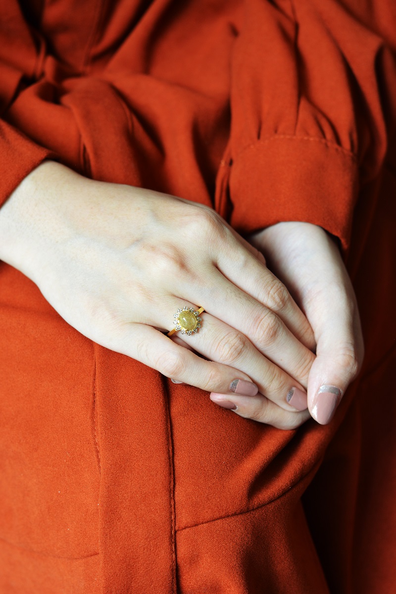 แหวนไหมทอง Golden Rutile Quartz ring
