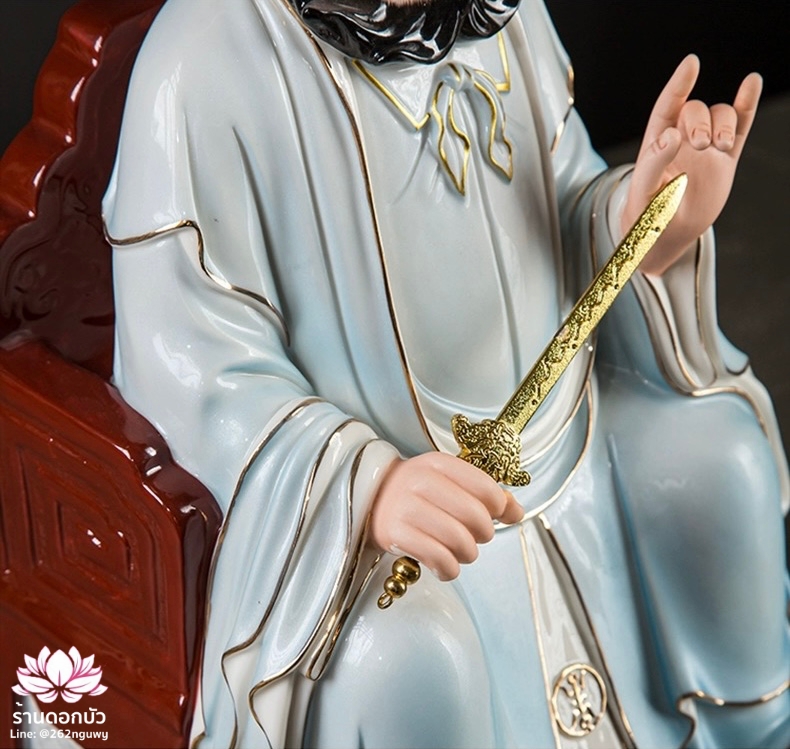 เตียวเทียนซือ เตียวฮู้เทียนซือ จางเทียนซือ ปางนั่งบัลลังก์ งานกระเบื้องฮกเกี้ยน ขนาด 14 นิ้ว