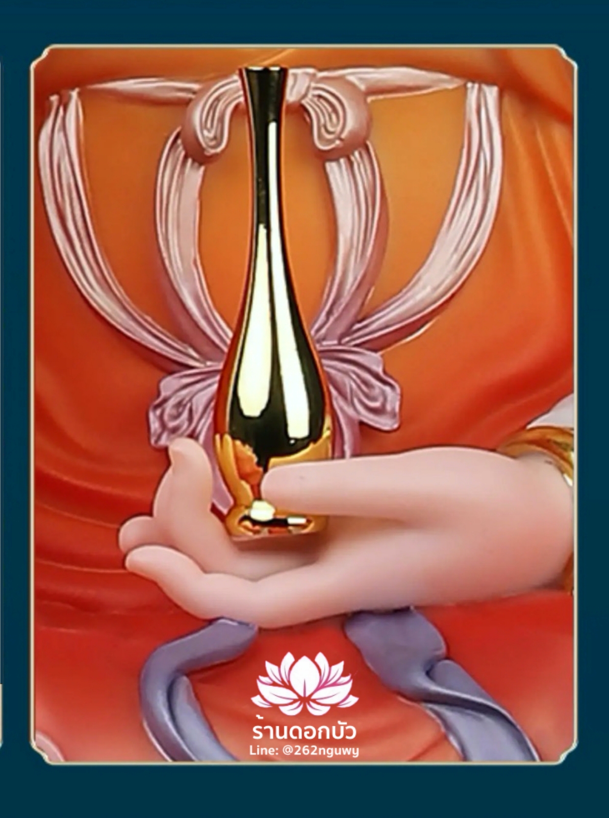 พระโพธิสัตว์กวนอิม พระแม่กวนอิมปางประทานพร ประทับนั่งบนดอกบัว งานหินอ่อน ขนาด 16/19/26/36 นิ้ว