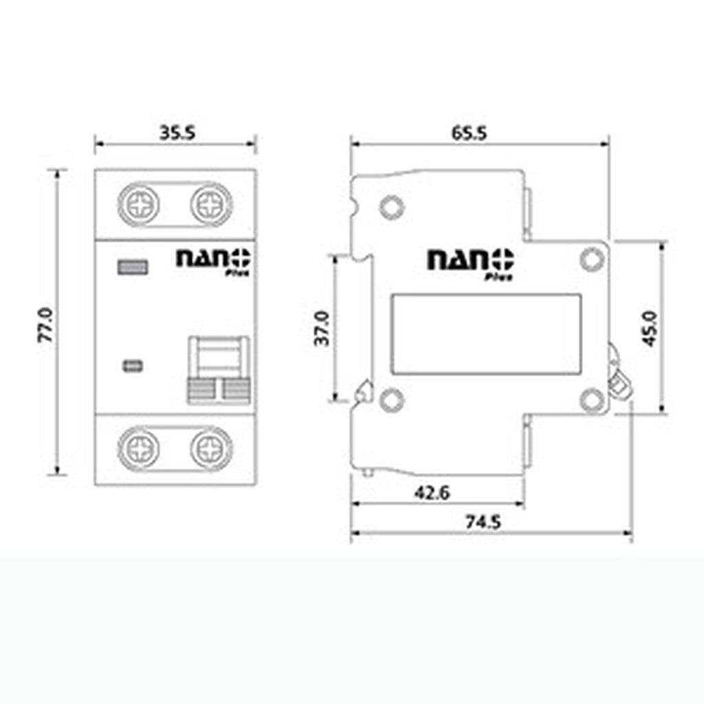 NANO เซอร์กิตเบรกเกอร์กันดูด RCBO 2Pole 10kA 16/20/32/50/63A เมนกันดูด 2P แบบติดราง PLE42
