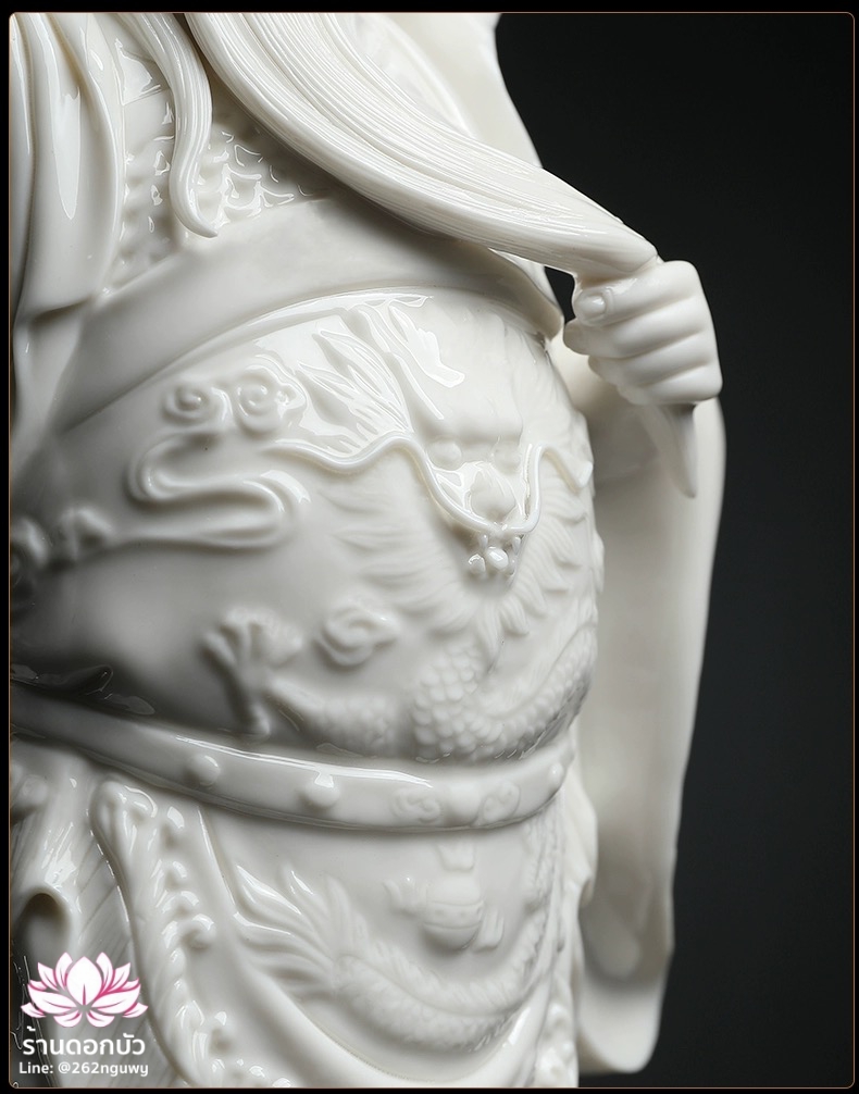 เทพเจ้ากวนอู และพระเวทโพธิสัตว์ (อุ่ยท้อผ่อสัก) ขนาด 14 นิ้ว สีขาว