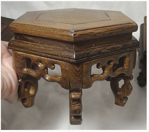 ฐานหรือกี๋ไม้ศิลปะจีน-หกเหลี่ยม 12cm