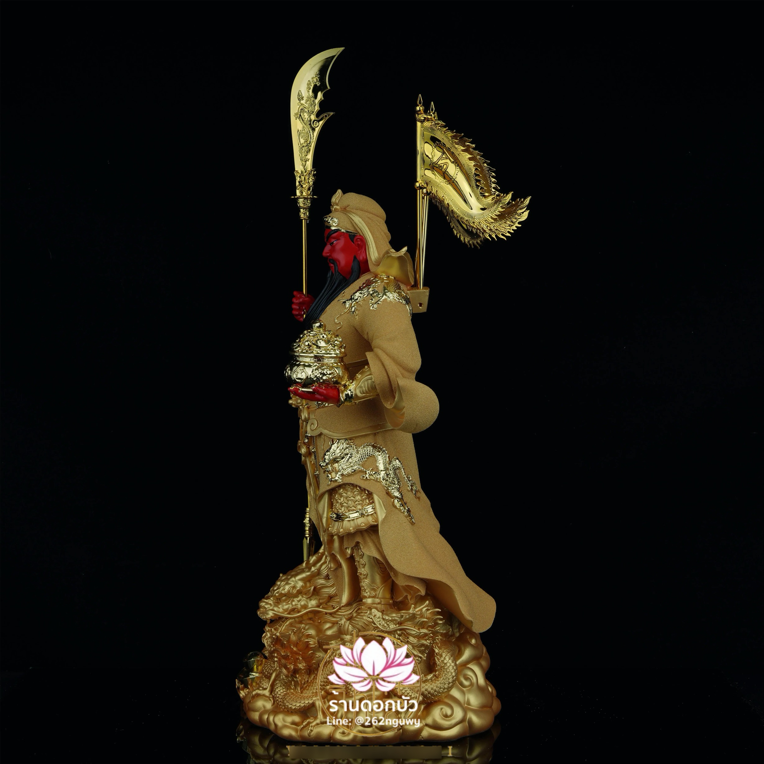 เทพเจ้ากวนอู กวนเต้กุ๊น เฮียบเที้ยนไต่เต่ หรือ กวนเส่งเต้กุ้น ปางประทานทรัพย์ ขนาด 12/16/19/26 นิ้ว