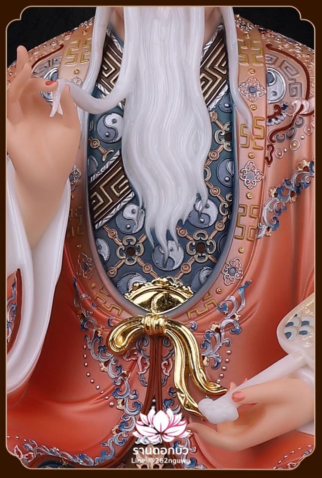 ไท่เสียงเหล่ากุง ไท่ส่องโล้กุ๊น ไท้ซังเหล่าจวิน หรือเล่าจื้อ ปางประทับนั่งบัลลังก์ งานหินอ่อนคุณภาพสูง ขนาด 12/16/19/26/36 นิ้ว