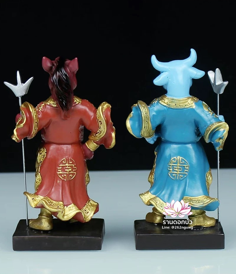 ยมบาลหัววัวหัวม้า ยมทูตหัววัวหน้าม้า งานเรซิ่น ขนาด 4 นิ้ว