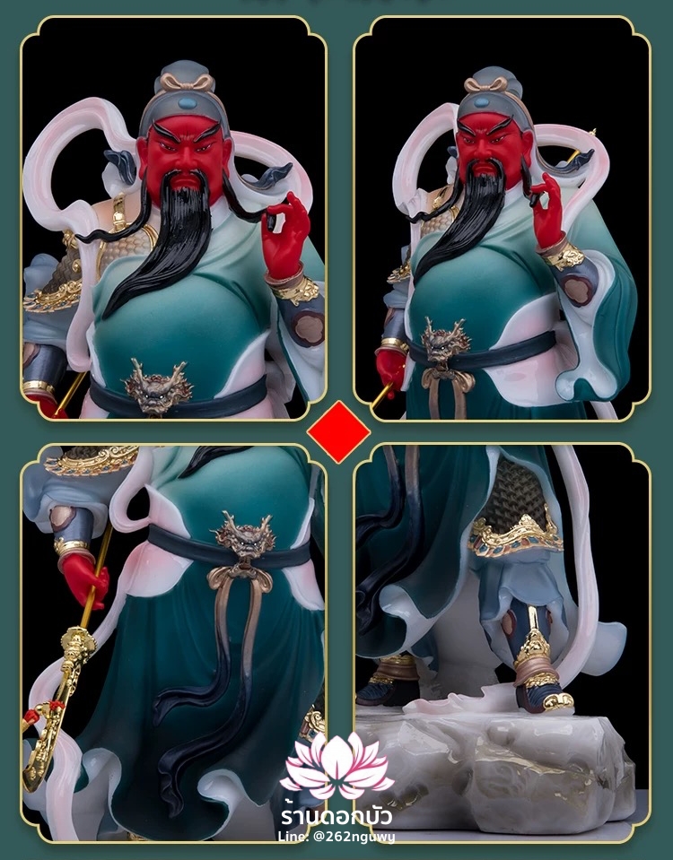 เทพเจ้ากวนอู และพระเวทโพธิสัตว์ (อุ่ยท้อผ่อสัก) งานหินอ่อนคุณภาพสูง ขนาด 12/16/19 นิ้ว