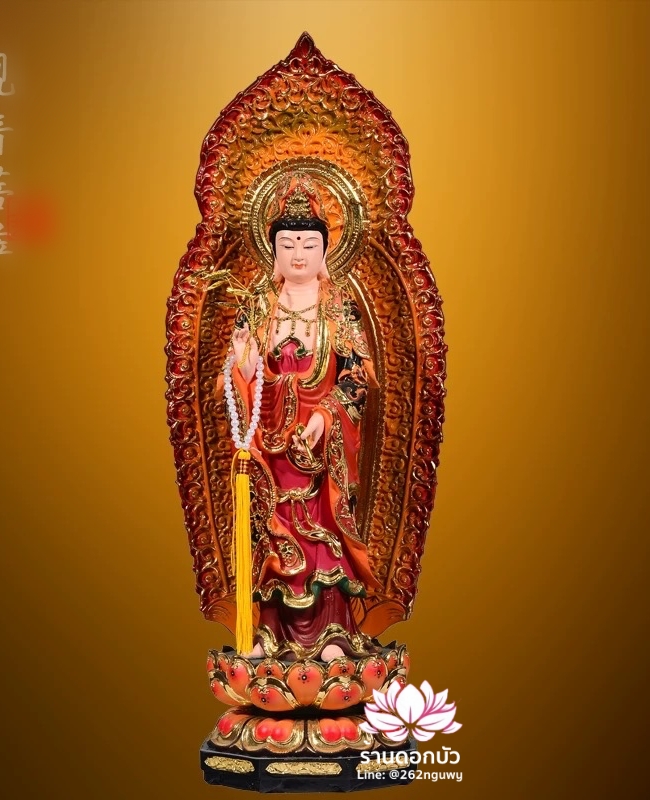 พระพุทธเจ้า (พระยูไล) พระโพธิสัตว์กวนอิม (กวนอิมผ่อสัก) พระมหาสถามปราปต์โพธิสัตว์ (ไต่ซีจี่ผ่อสัก) ปางยืนบนดอกบัว ขนาด 16/19/26/36/42/50 นิ้ว
