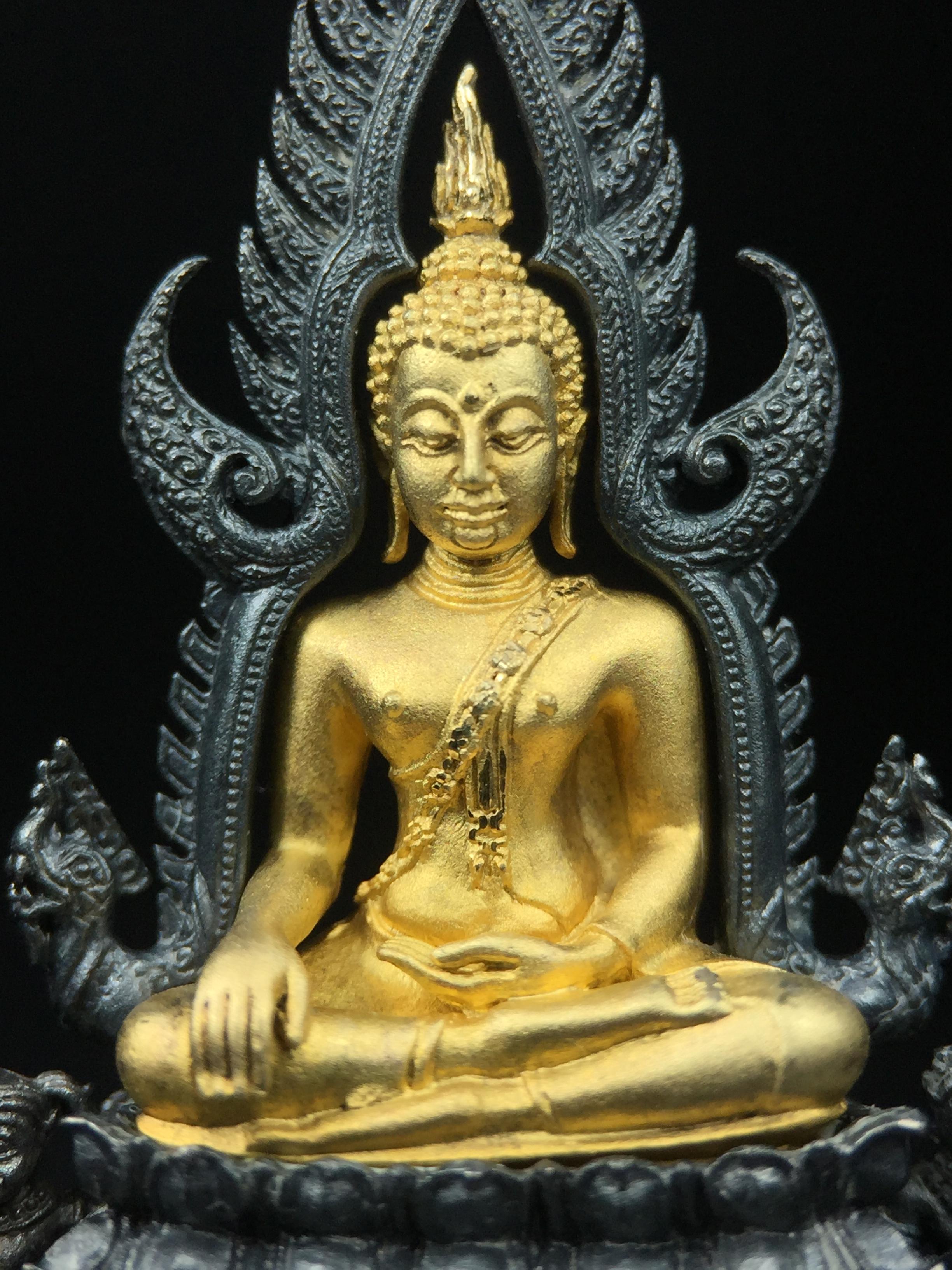 พระพุทธชินราช ภปร. โครงการ เพราะแผ่นดินนี้คือแผ่นดินเกิด เนื้อเงินชุบทองคำซุ้มรมดำ ปี2551 ขนาดหน้าตัก1/2นิ้ว(3.5*2.5 ซม.) (สวยงามหายาก)1ใน 5000 องค์