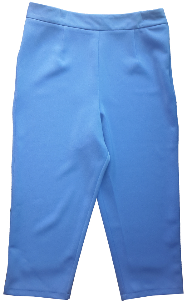 กางเกงขาบาน5ส่วน ผ้าฮานาโกะ ซิปซ้าย ไม่มีกระเป๋า สีฟ้าคราม Size 2XL 3XL