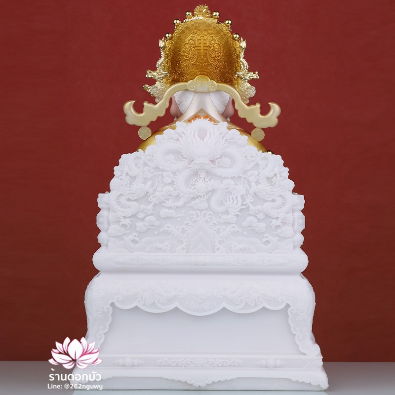 แปะกง ปุนเถ้ากง เทพเจ้าที่จีน ประทับนั่งบัลลังก์มังกร งานผงหยกคุณภาพสูง ขนาด 12/16/19 นิ้ว