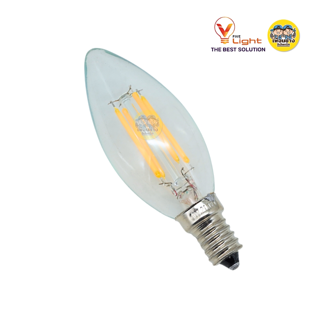 Vlight หลอดจำปา LED 4W ปลายหยดน้ำ แสงวอร์ม ขั้วE14 ทรงจำปา