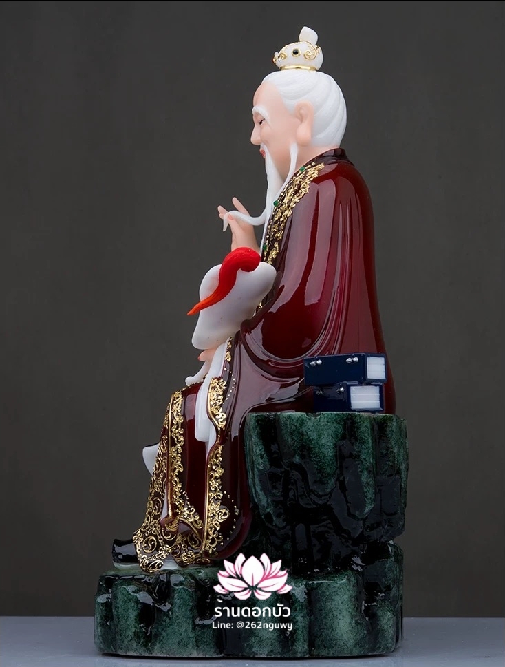 ไท่เสียงเหล่ากุง ไท่ส่องโล้กุ๊น ไท้ซังเหล่าจวิน หรือเล่าจื้อ ปางประทับนั่งบัลลังก์ งานหินอ่อนคุณภาพสูง ขนาด 12/16/19/26/36 นิ้ว