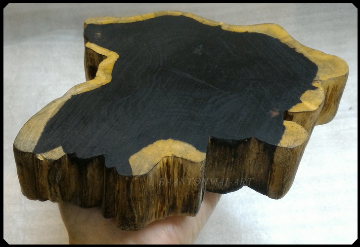ฐานไม้มะเกลือ(African Ebony) หนา 3cm แบบที่1ตัดเว้า (ตัวอย่าง)