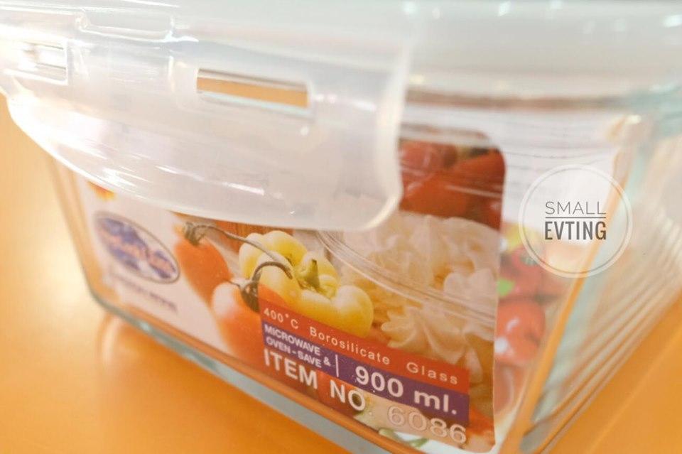 Small Evting กล่องถนอมอาหาร”แก้ว” SuperLock Glass 900 ml ราคาต่อ 1 ใบ แบบสี่เหลี่ยมผืนผ้า No.6086