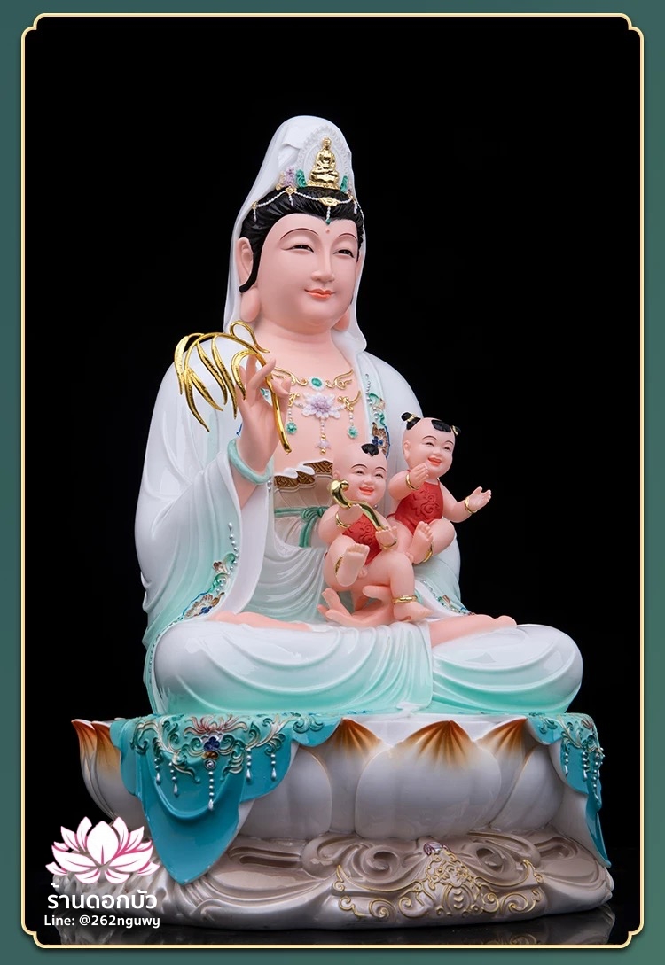 พระโพธิสัตว์กวนอิมปางประทานบุตร พระแม่กวนอิมประทานบุตร งานหินอ่อนคุณภาพสูง ขนาด 12/16/19/26 นิ้ว