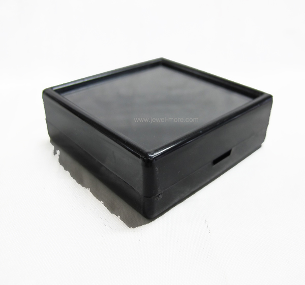 (12กล่อง)กล่องพลาสติกใส่พลอยหรือเพชร ฝาใส 6x6 cm สีดำ