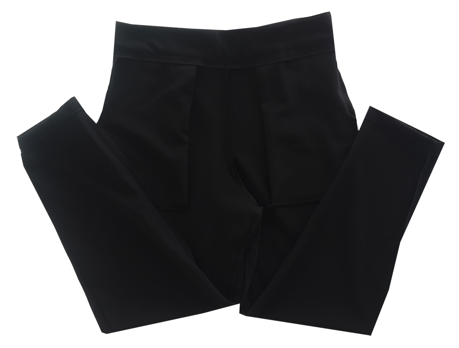 กางเกงเอวสูงขาเดฟ8ส่วน ผ้าฮานาโกะ ซิปซ้าย ไม่มีกระเป๋า สีดำ Size 2X 3X