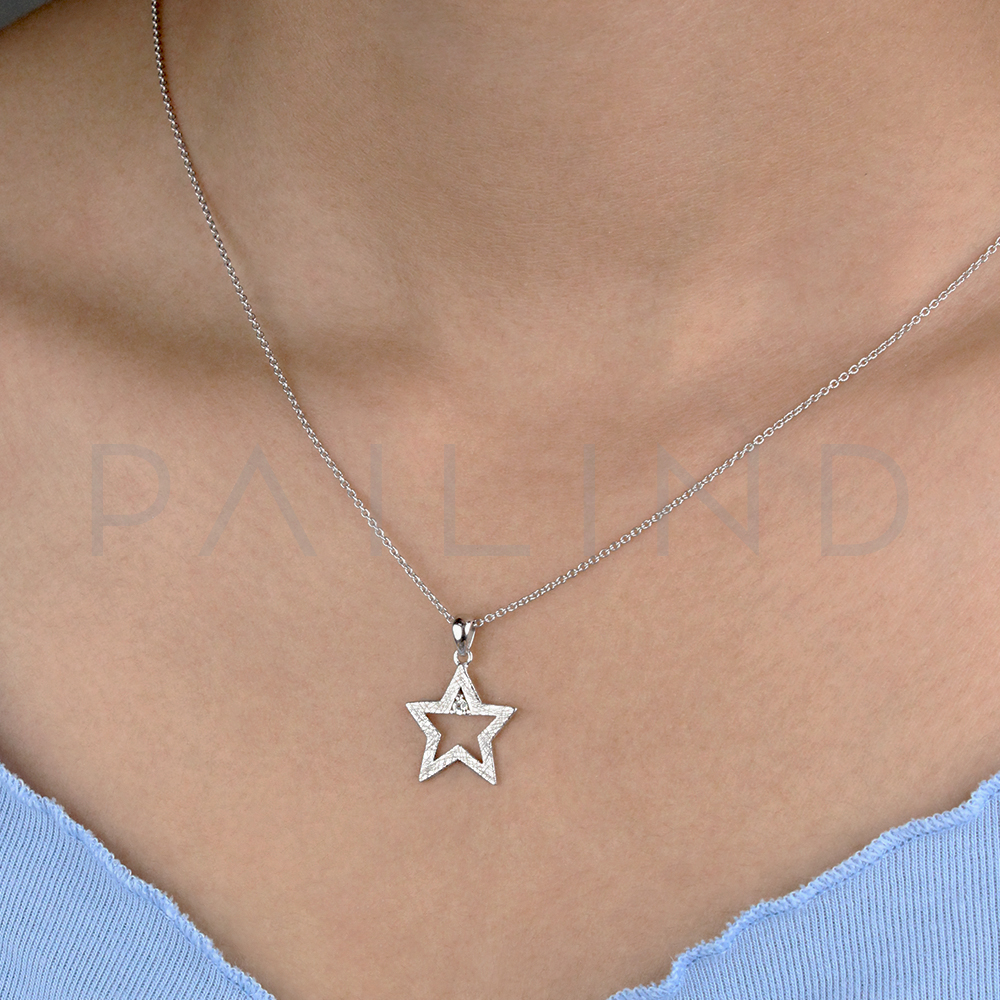 จี้เงินฝังพลอย WHITE SAPPHIRE