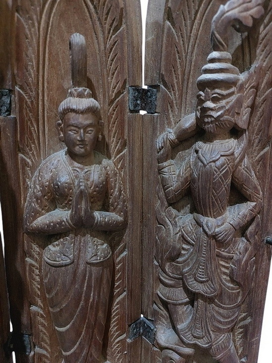 ตลับพับไม้แกะศิลป์พม่า-รามเกียรติ์ สูง31cm