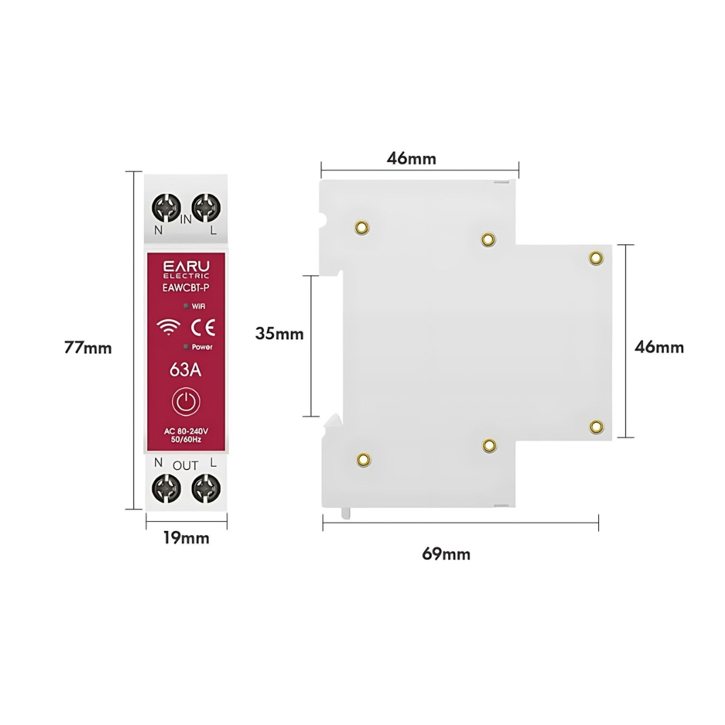 EARU รุ่น EAWCBT-P มิเตอร์ดิจิตอล ดูและตั้งค่าผ่านแอพได้ VA Protector ตัดไฟตก ไฟเกิน กระแสเกิน มัลติมิเตอร์