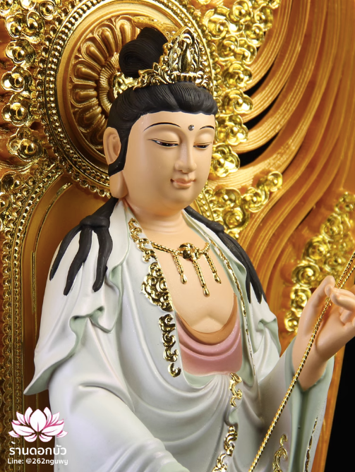 พระพุทธเจ้า (พระยูไล) พระโพธิสัตว์กวนอิม (กวนอิมผ่อสัก) พระมหาสถามปราปต์โพธิสัตว์ (ไต่ซีจี่ผ่อสัก) ปางยืนบนดอกบัว ขนาด 12/16/19/26/36 นิ้ว