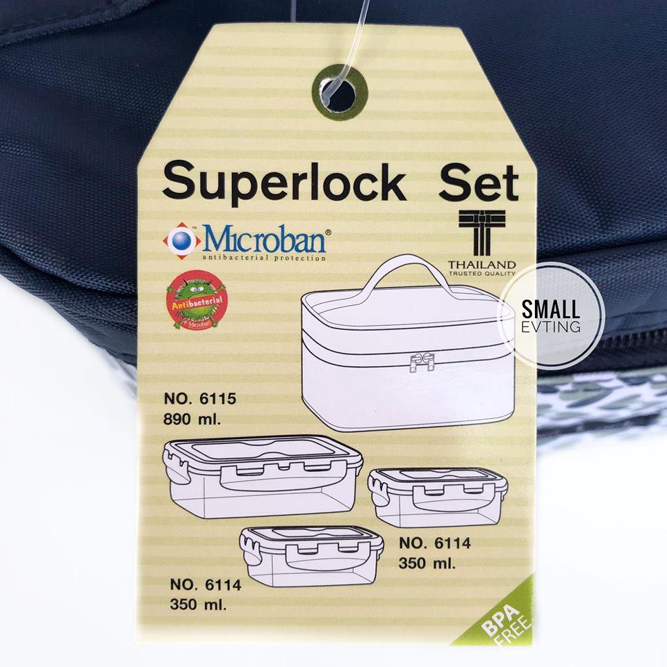 Small Evting ชุดกล่องถนอมอาหาร 3 ใบ พร้อมกระเป๋าเก็บอุณหภูมิ SuperLock ถนอมอาหาร กล่องใส่อาหาร