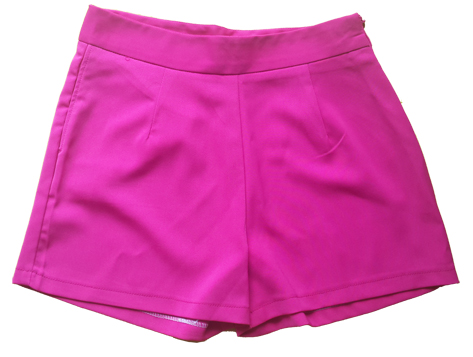 กางเกงขาสั้นเอวสูงผ้าฮานาโกะ สีบานเย็น กระเป๋าขวา ซิปซ้าย Size S M L XL